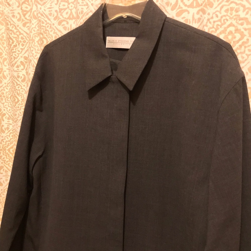 Valerie Stevens Petites Collection Gray Wool Zip Front Long Sleeve Jacket NWOT - Picture 13 of 15